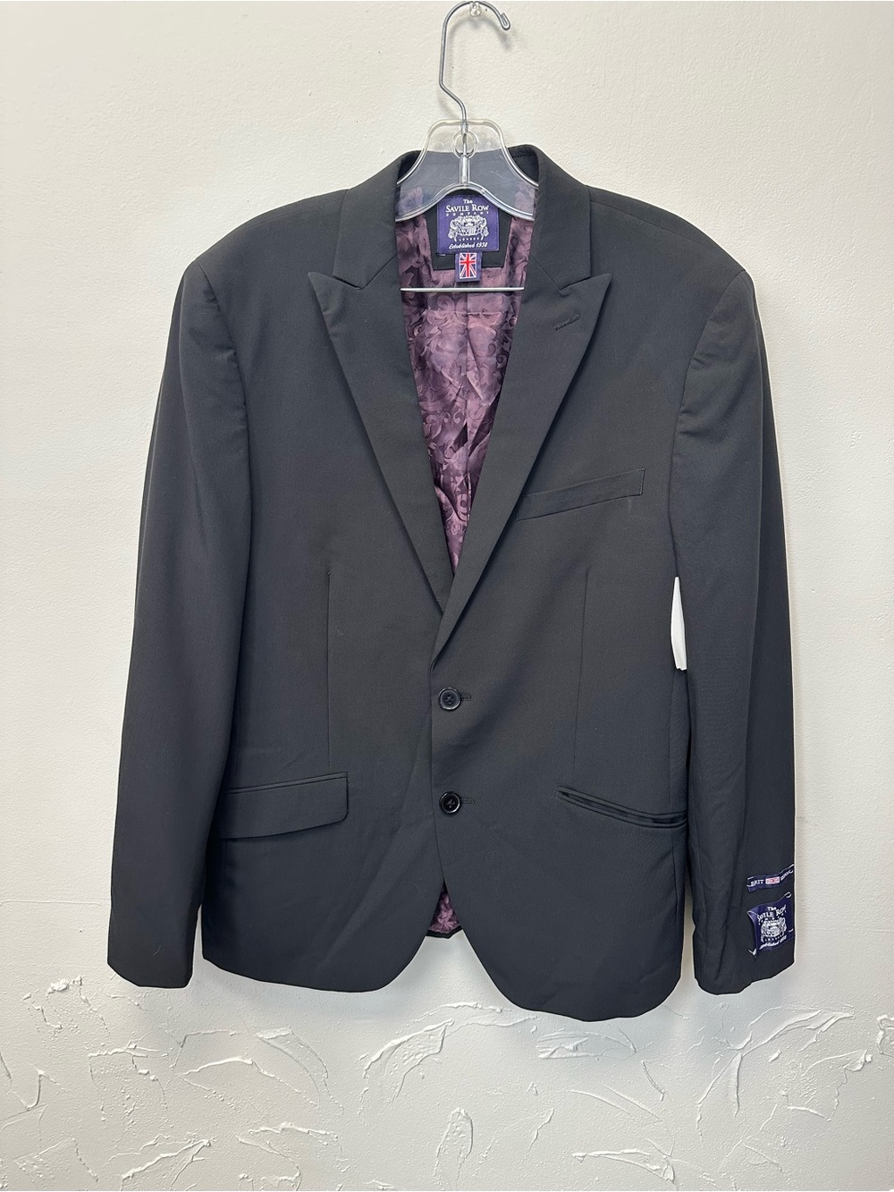 Black Men's Two-Button Blazer with Purple Lining - Unknown Brand